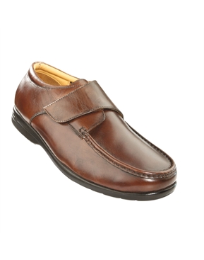 Brown | Extra-Wide Men's Leather Adjustable Touch-Close Shoes | Scott's ...