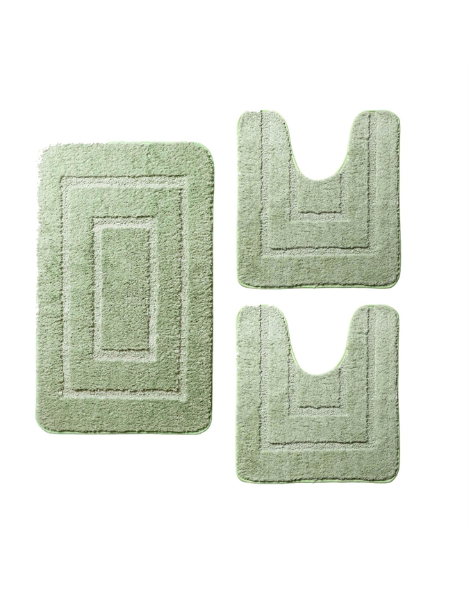 Moss Green Microfibre Supersoft Bath Mat 3 Piece Set Scott's of Stow