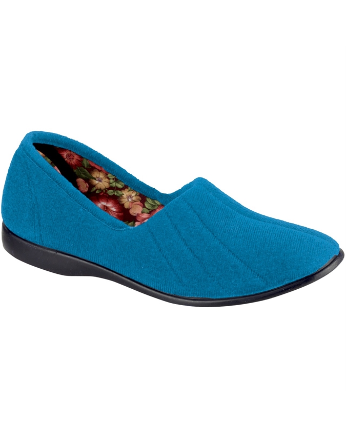 Blueberry Audrey Velour Ladies Slippers Pure Collection