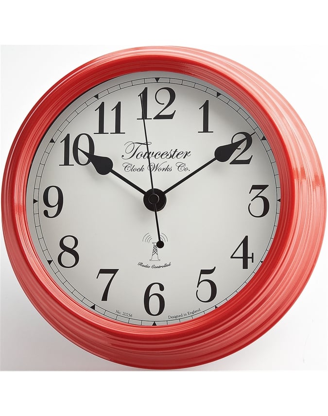 Red Radio Controlled Wall Clock Pure Collection