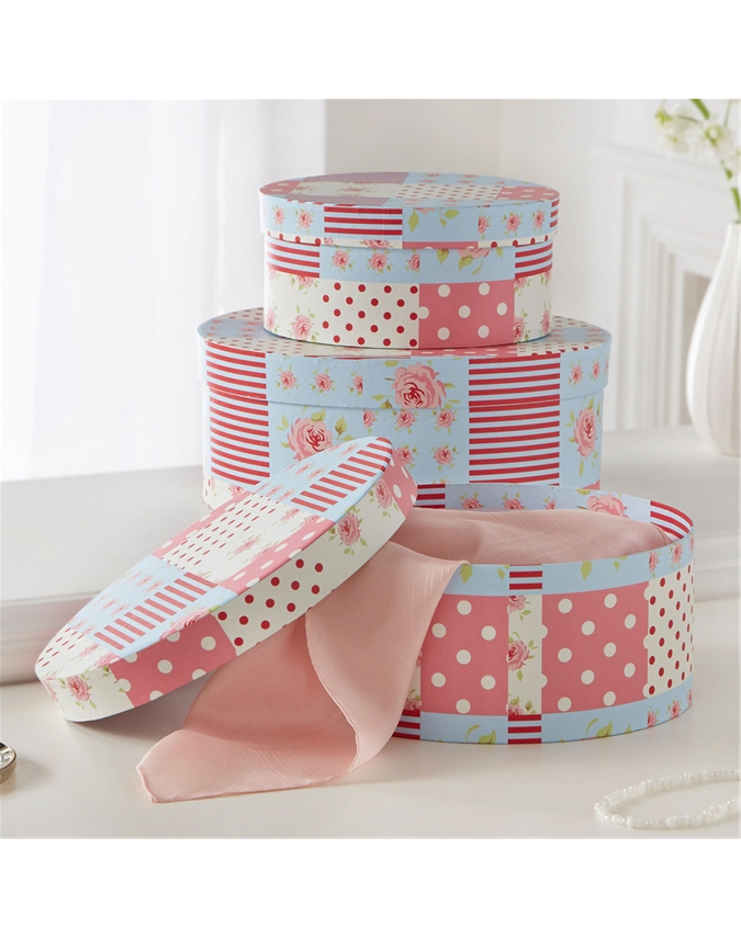 Circular Patchwork Storage Boxes Set of 3 Scott's of Stow