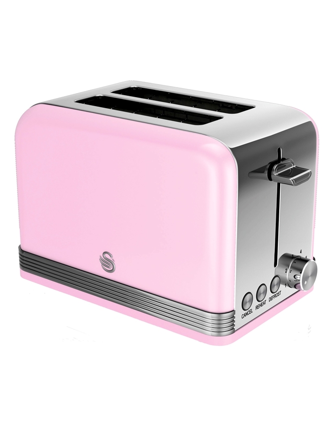 Swan Retro Toaster - 4 Slices - Pink 