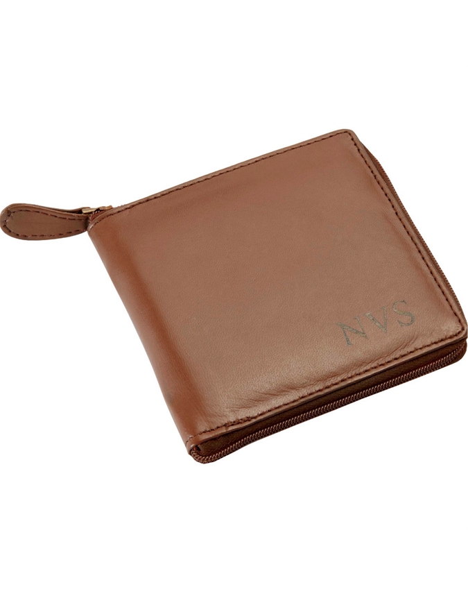 Personalised Zip Around Security Leather Wallet