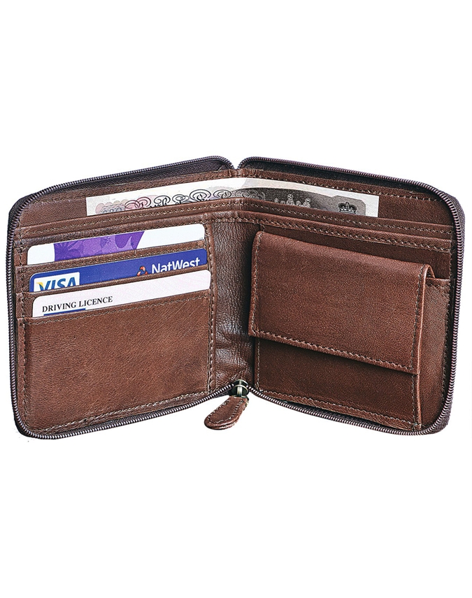 Personalised Zip Around Security Leather Wallet