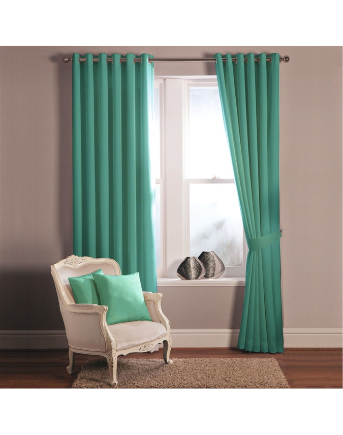 Teal Woven Blackout Eyelet Curtains Pure Collection