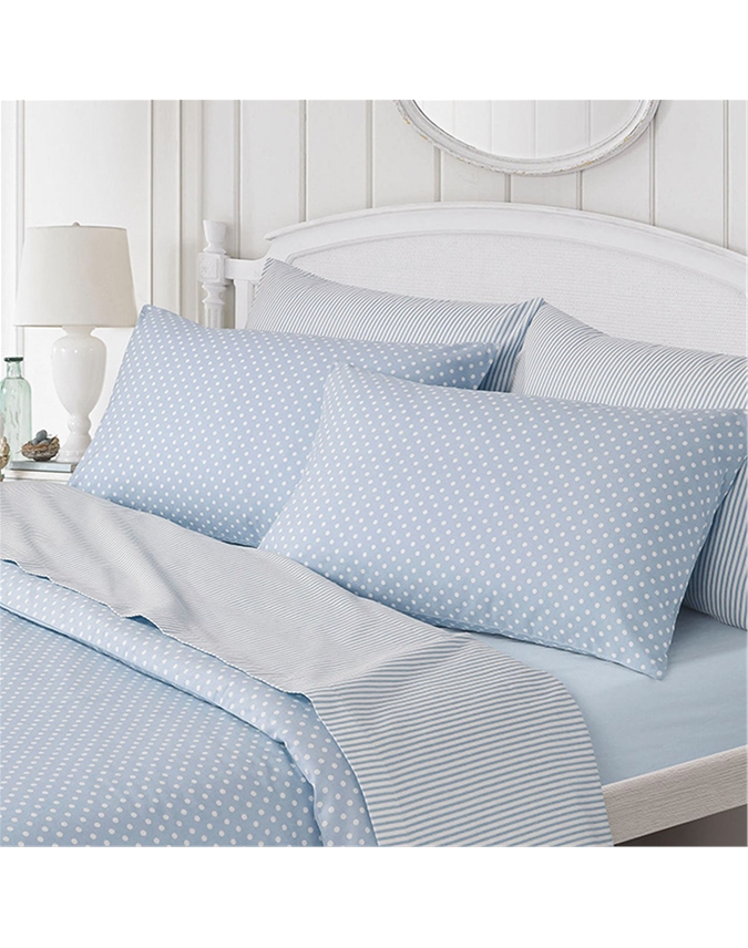 Blue Stripe Luxury Legends Patterned Flannelette Pillowcases Pair