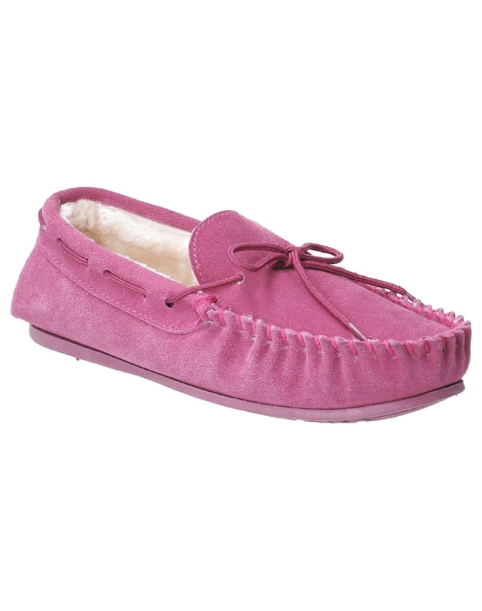 Rose Ladies' Suede Hush Puppy Moccasin Slippers Scott's of Stow