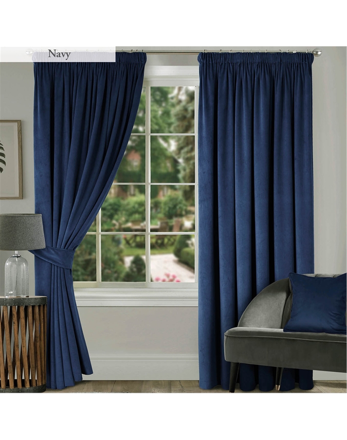 229 x 229cm | Montreal Velour Lined Pencil Pleat Curtains | Pure Collection