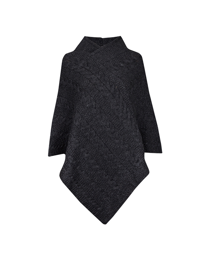 Cable Knit Wool Poncho