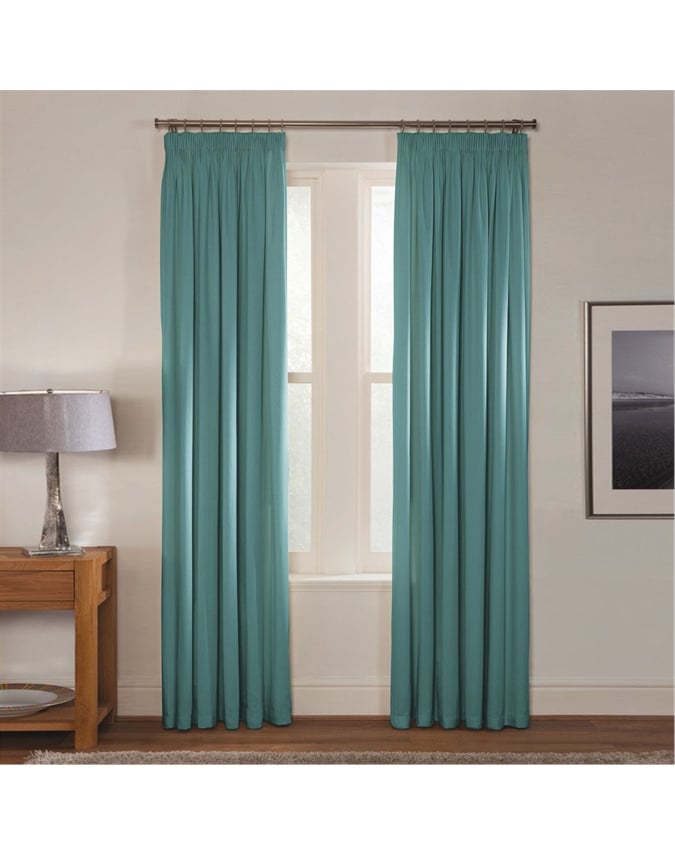 Teal Woven Blackout Pencil Pleat Curtains Scott's of Stow