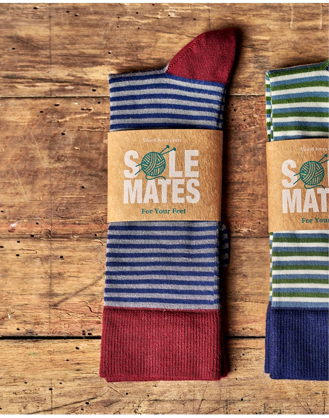 Purple Grey Stripe Mens Stripe Bamboo Sock Pure Collection