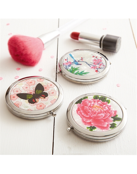 Floral and Butterfly Compact Mirrors - Set of 3