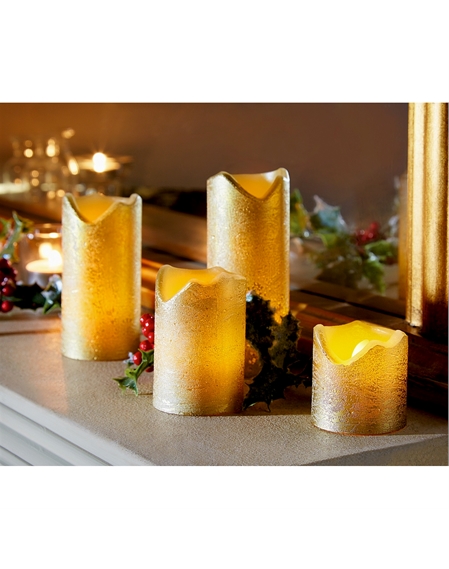 Flame-free LED Wax Pillar Candles - Set of 4