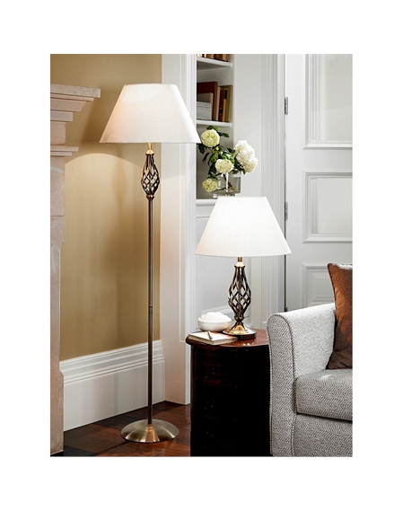 Barley Twist Table and Floor Lamp Set with FREE 4W & 8W Led Bulbs
