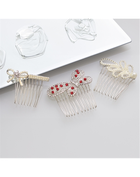 Vintage Style Jewelled Hair Combs - Set of 3