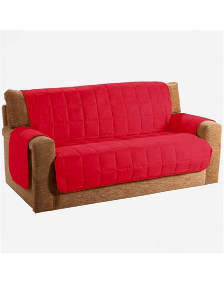 Red suede deals sofa