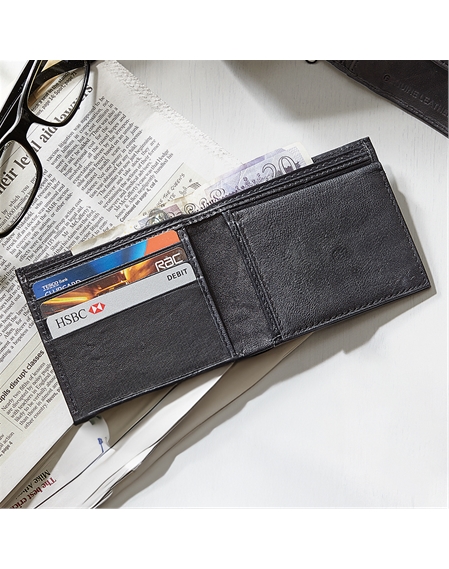 Personalised Bi-Fold Leather Wallet with RFID Protection