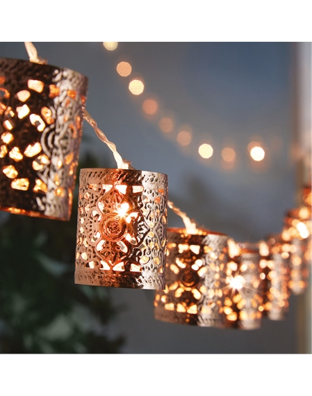 Copper Finish Moroccan-Style LED String Lights