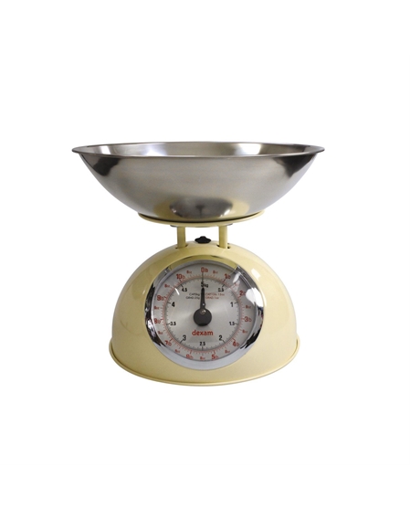 Dexam 17848104 Cream Retro Kitchen Scales with a Large Bowl, Stainless Steel