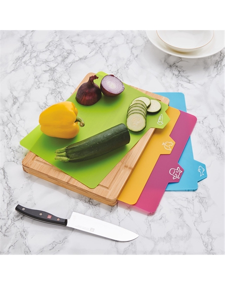 Bamboo Chopping Board with Coloured Chopping Mats