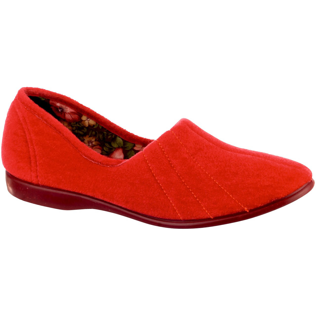 Red | Audrey Velour Slip-on Ladies Slippers | Scott's of Stow