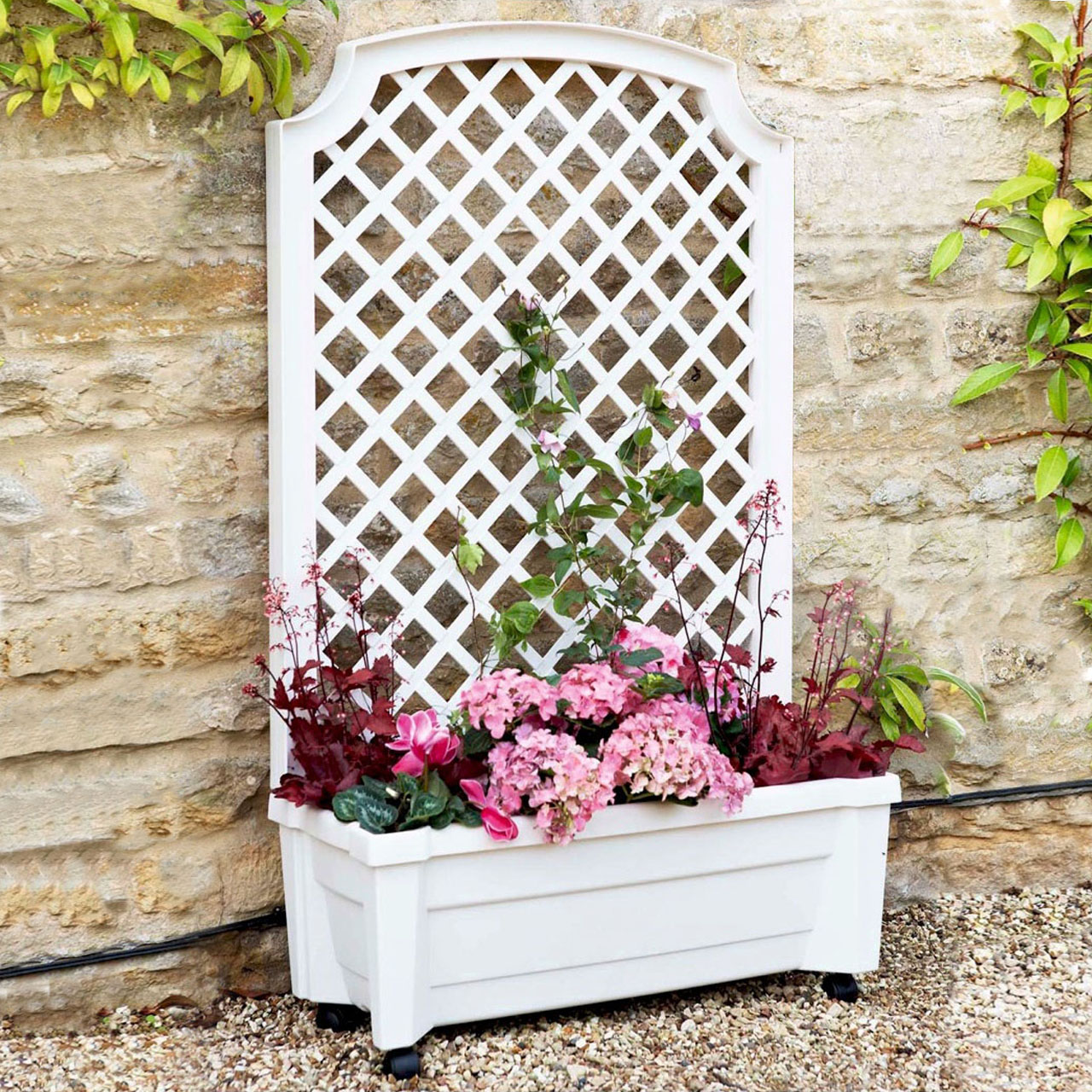 Self Watering Planter with Trellis on Wheels