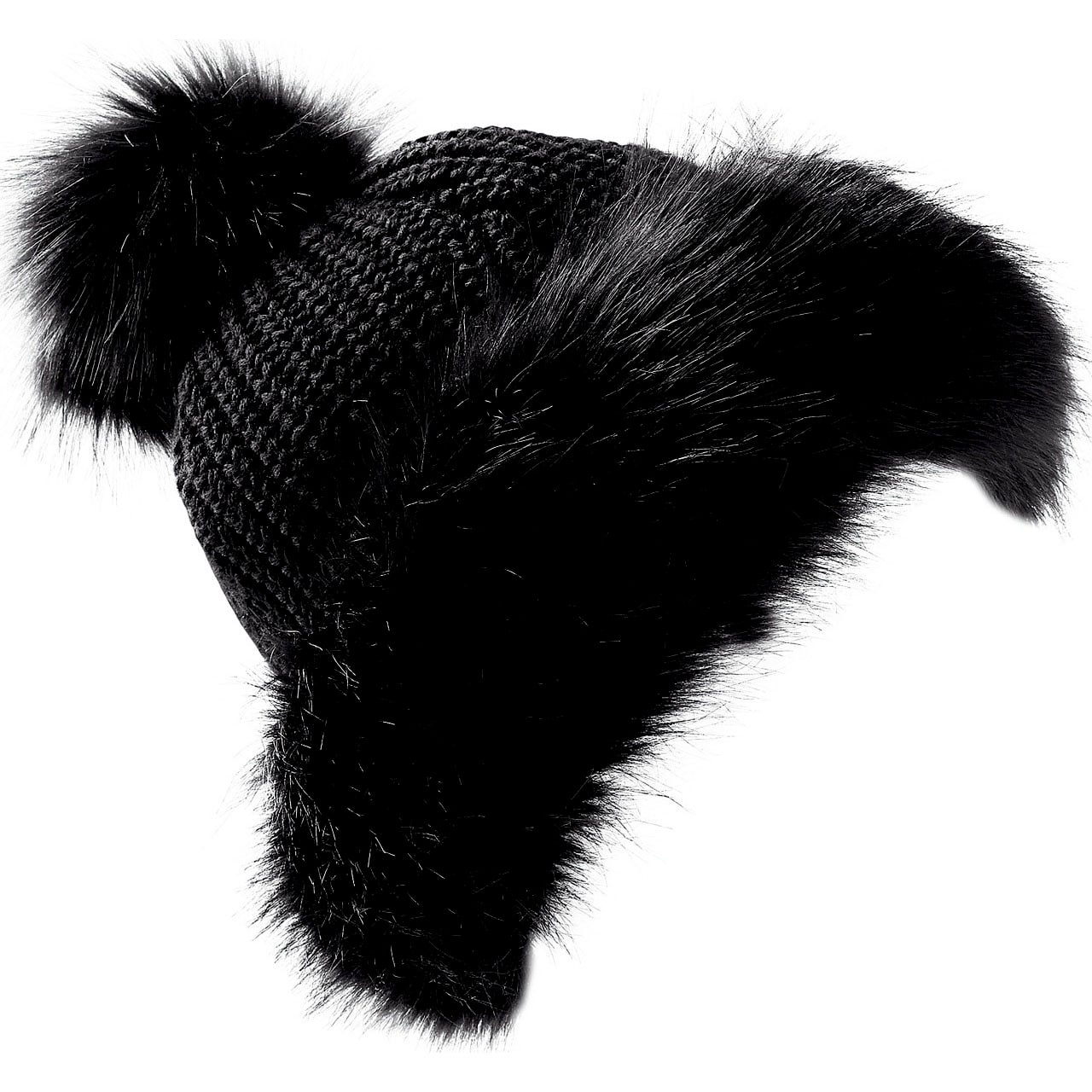 Pom Pom Hat With Faux Fur Trim