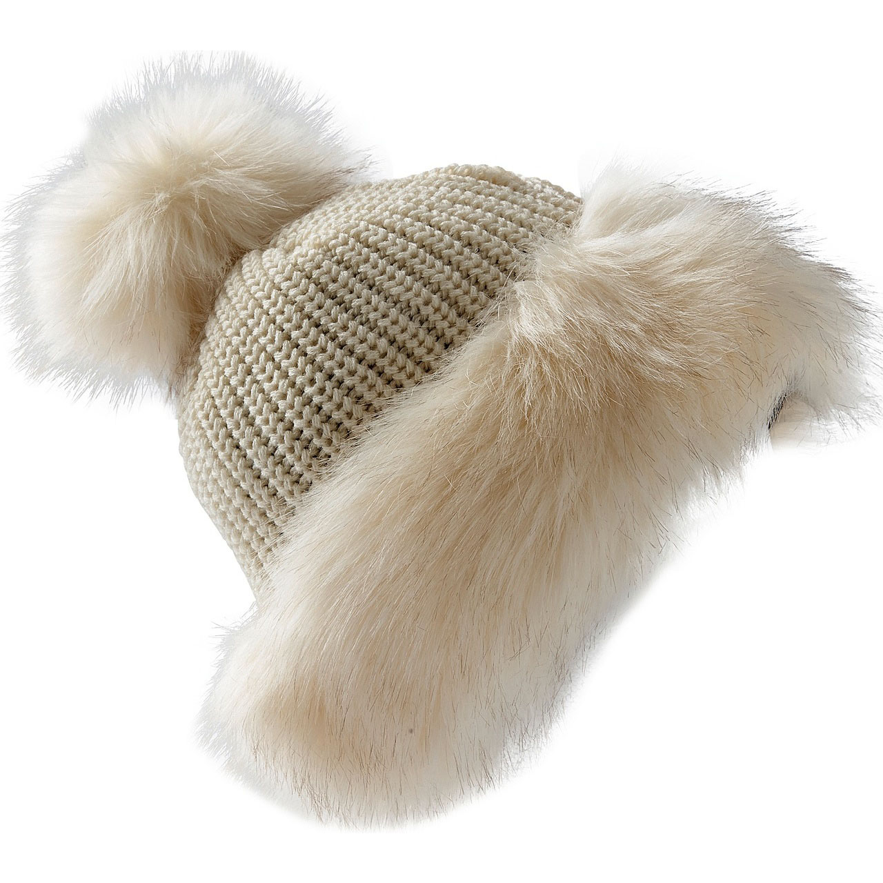 Pom Pom Hat With Faux Fur Trim