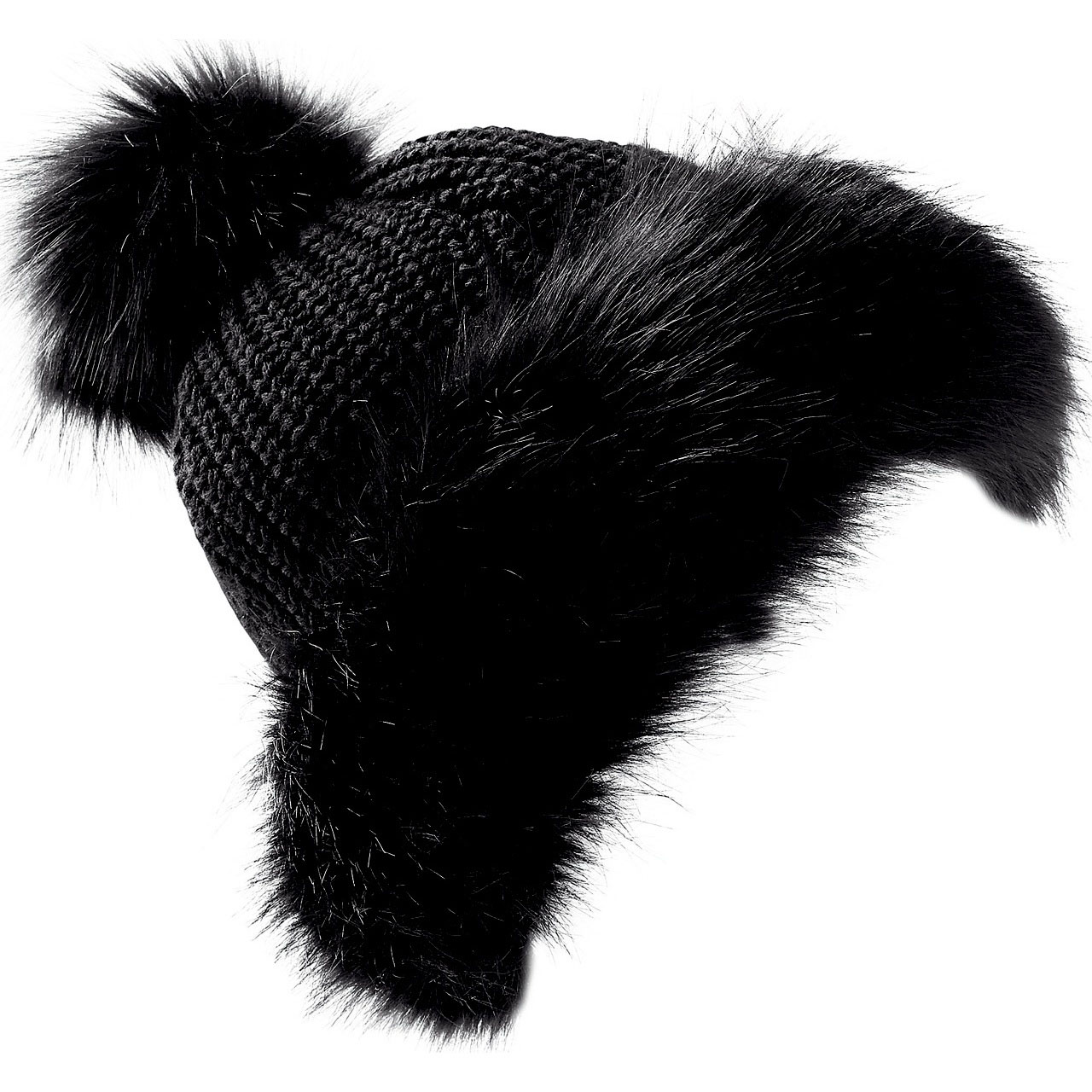 Pom Pom Hat With Faux Fur Trim