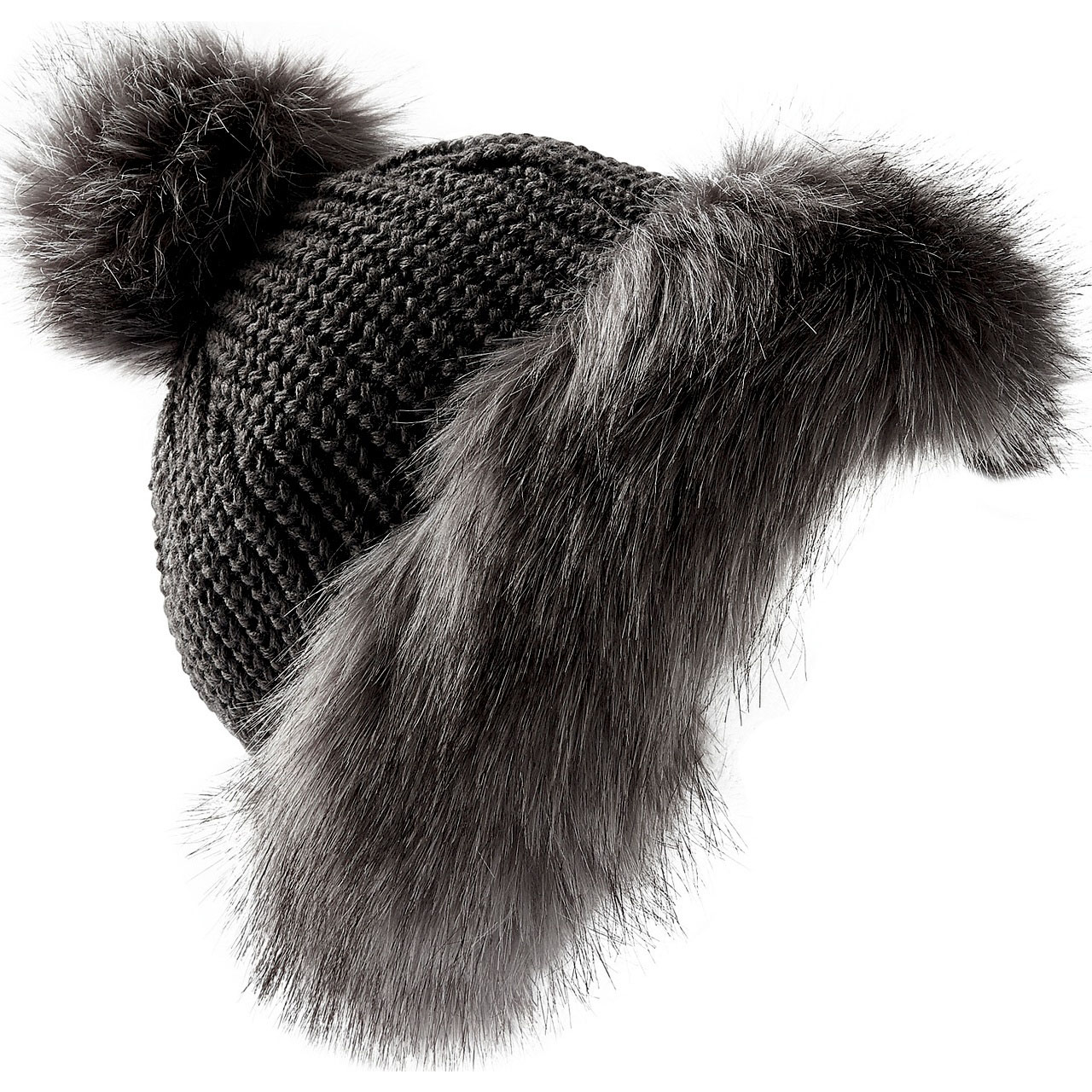 Pom Pom Hat With Faux Fur Trim