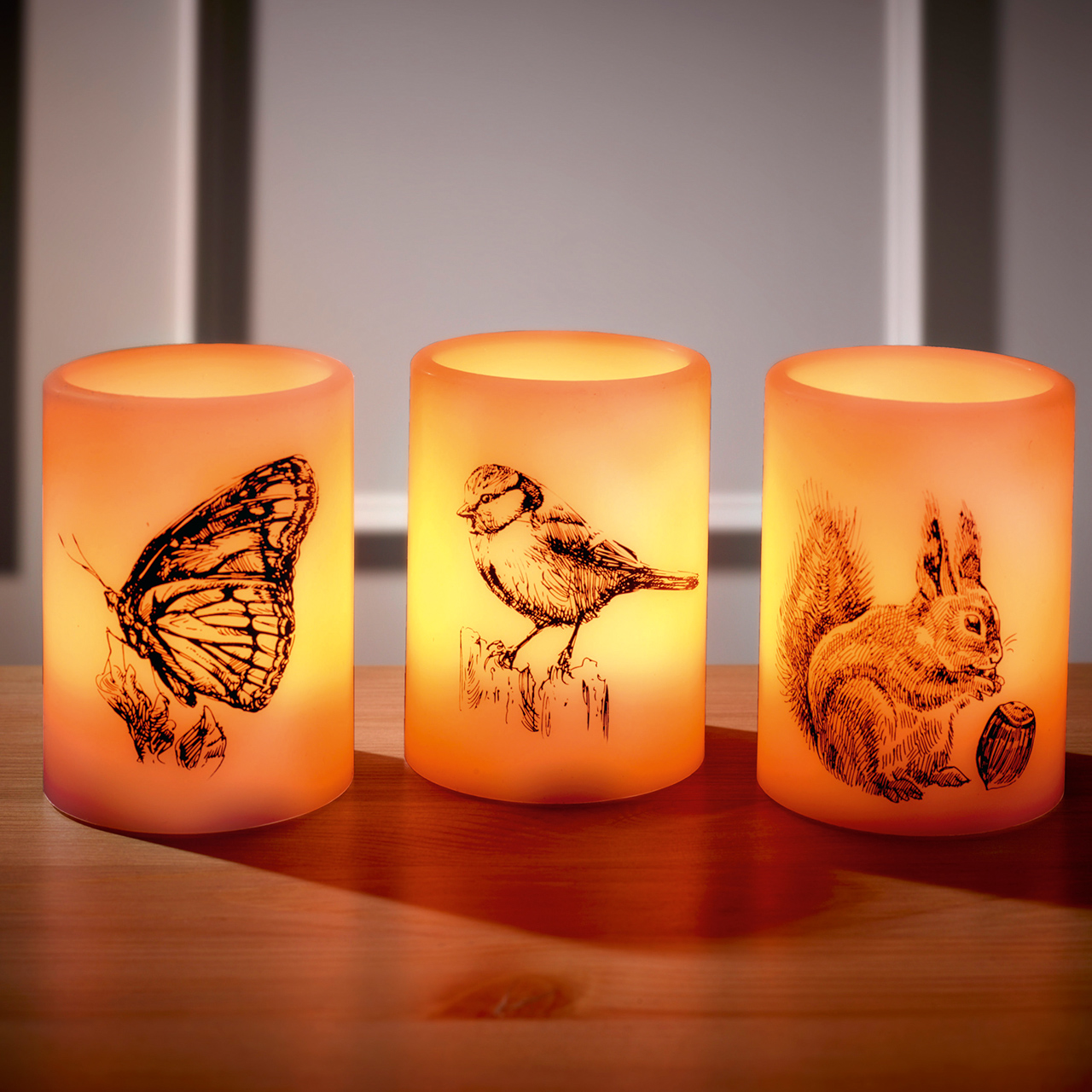 Wildlife Wax LED Candles - Set of 3