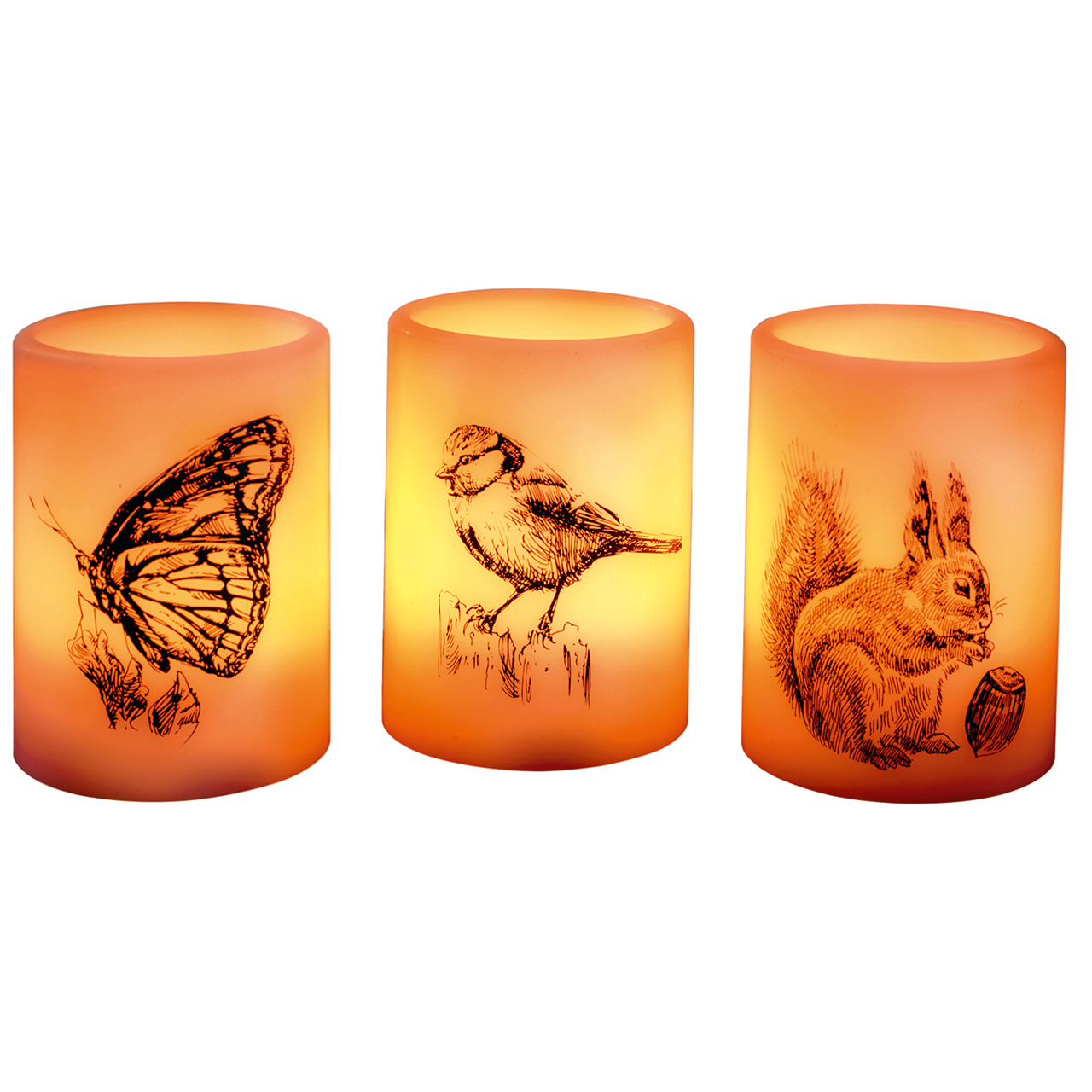 Wildlife Wax LED Candles - Set of 3