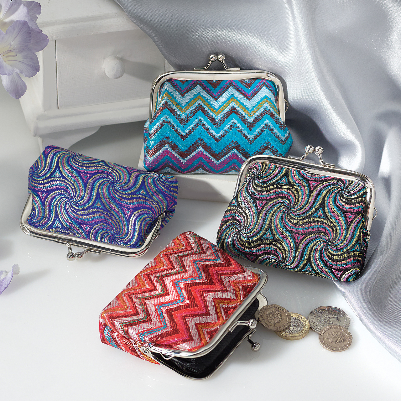 Jewel Jacquard Coin Purses Set of 4