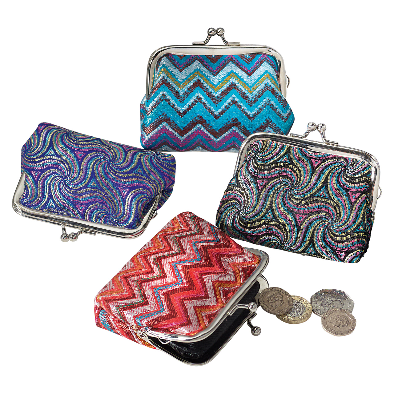 Jewel Jacquard Coin Purses - Set of 4