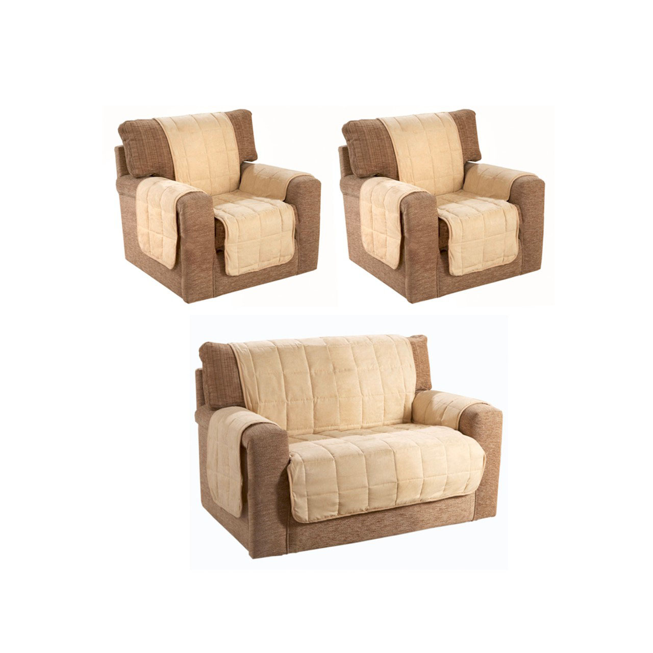 Faux Suede Quilted Furniture Covers - 2-seater Set