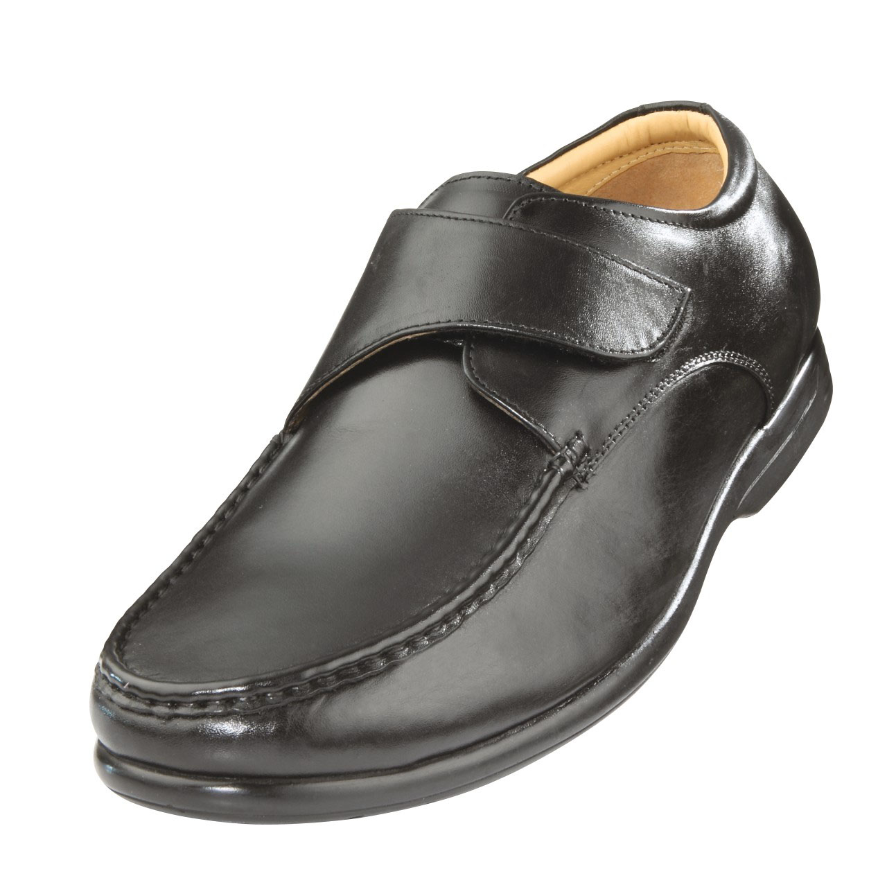 Extra-Wide Men's Leather Adjustable Touch-Close Shoes