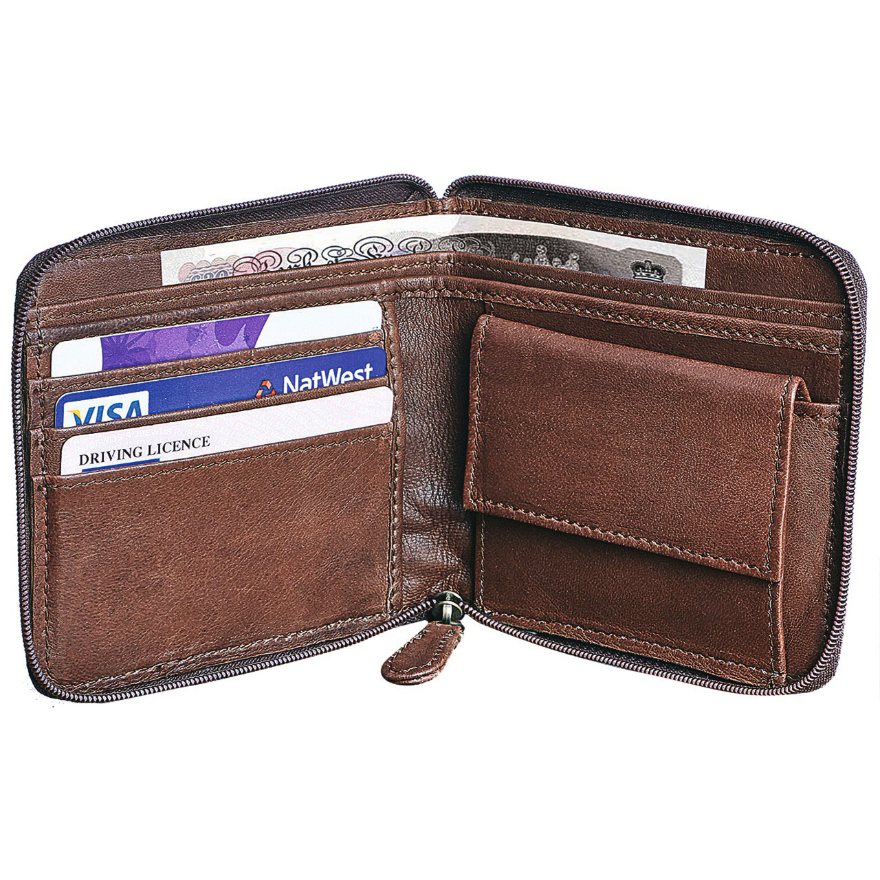 Zip Around Security Leather Wallet