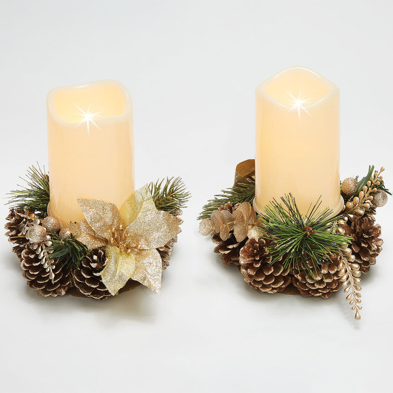 Candle Holder with LED Candle - Set of 2