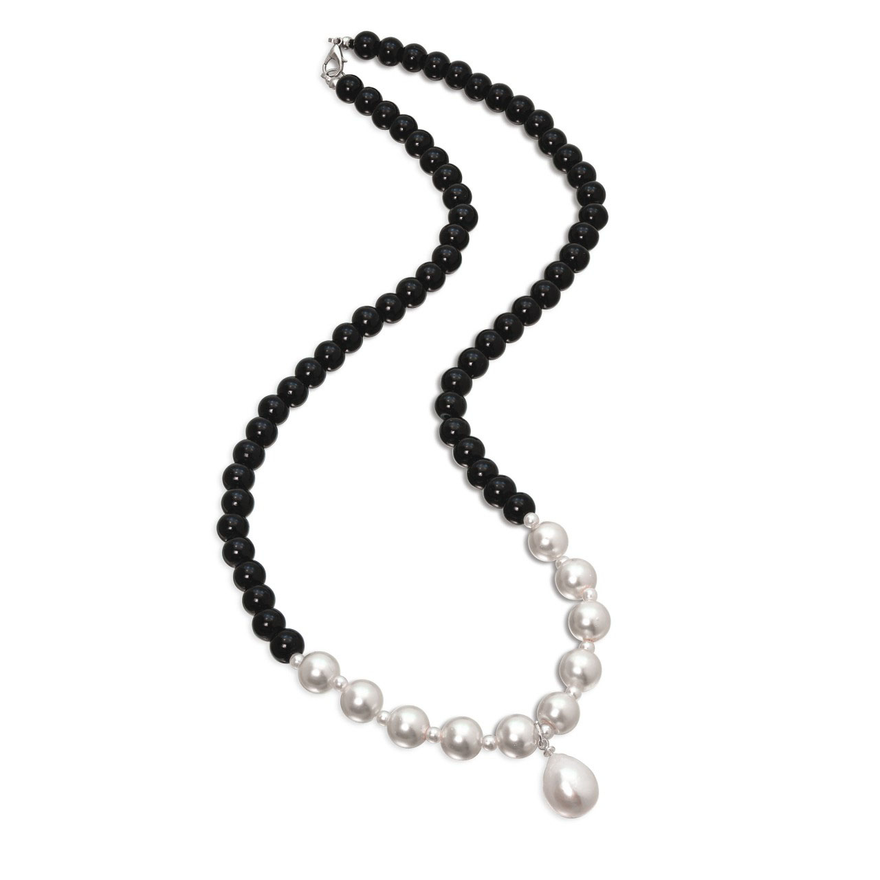 Day and Night White Pearl and Black Onyx Necklace