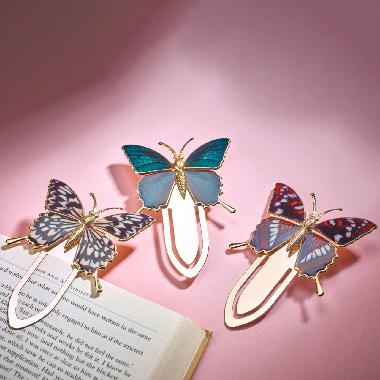 Enamelled Butterfly Bookmarks - Set of 3