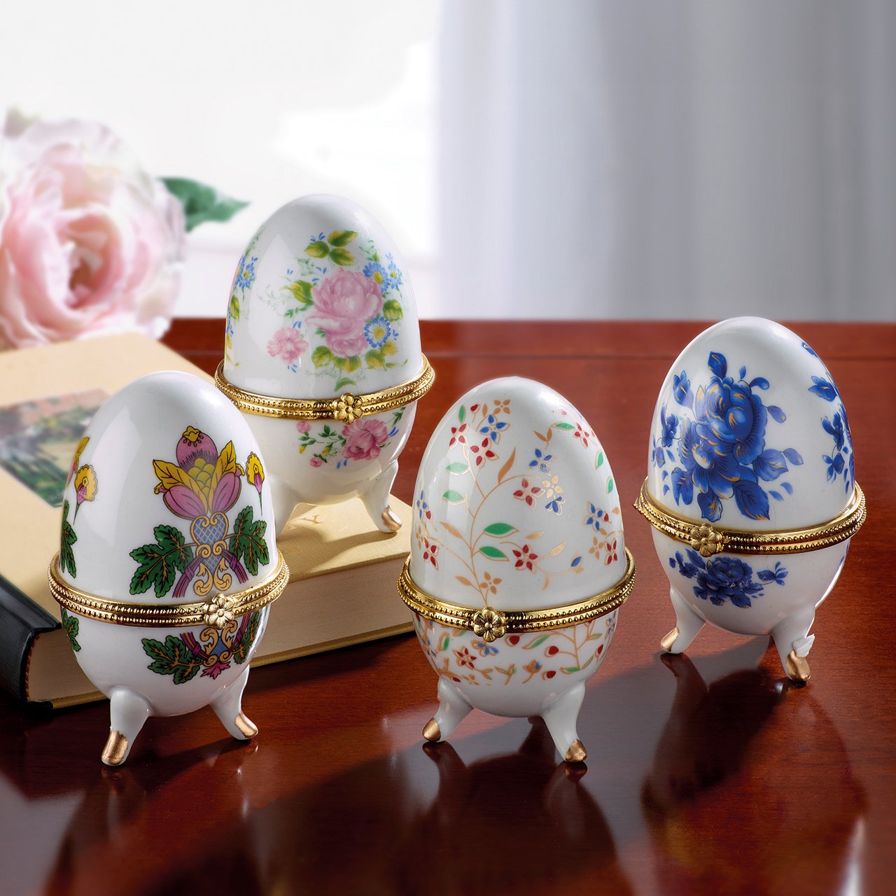 Porcelain Egg Trinket Boxes - Set of 4