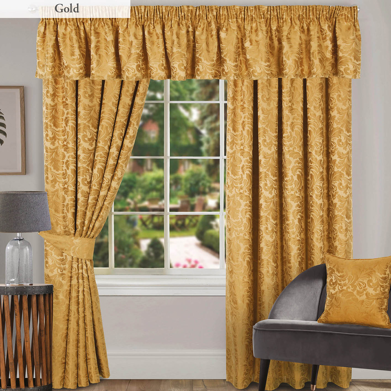 Buckingham Woven Jacquard Lined Curtains