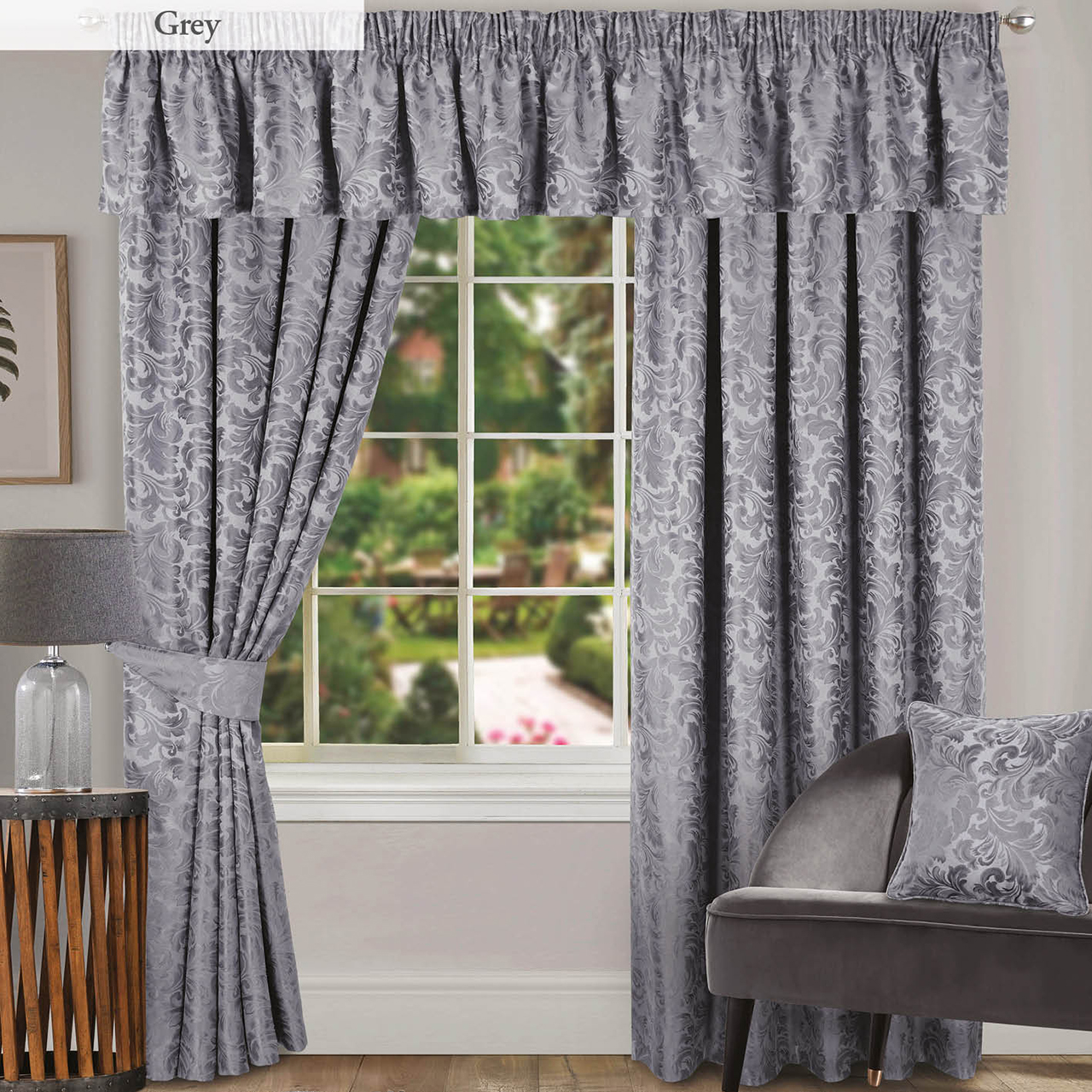 Buckingham Woven Jacquard Lined Curtains