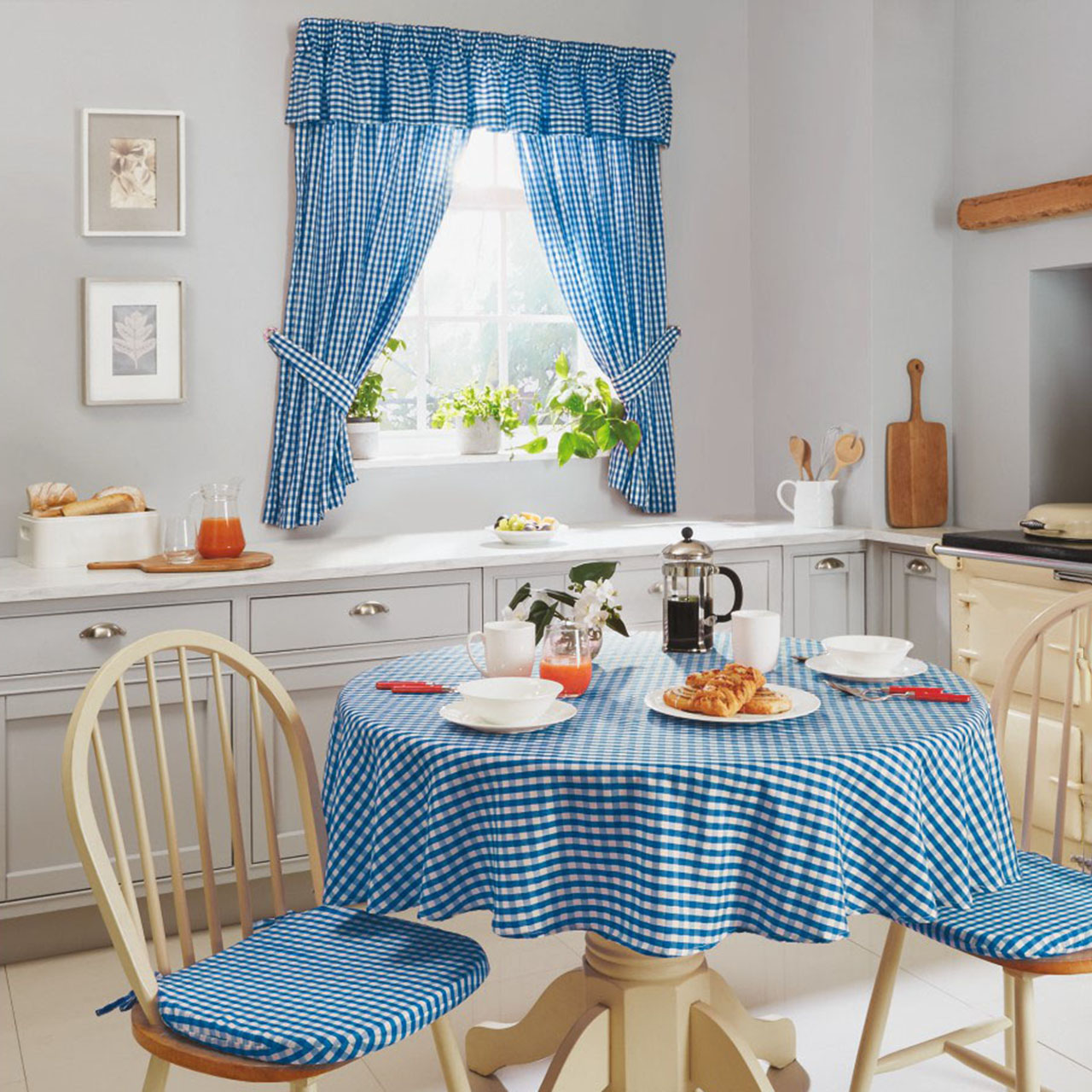 Blue gingham online chair