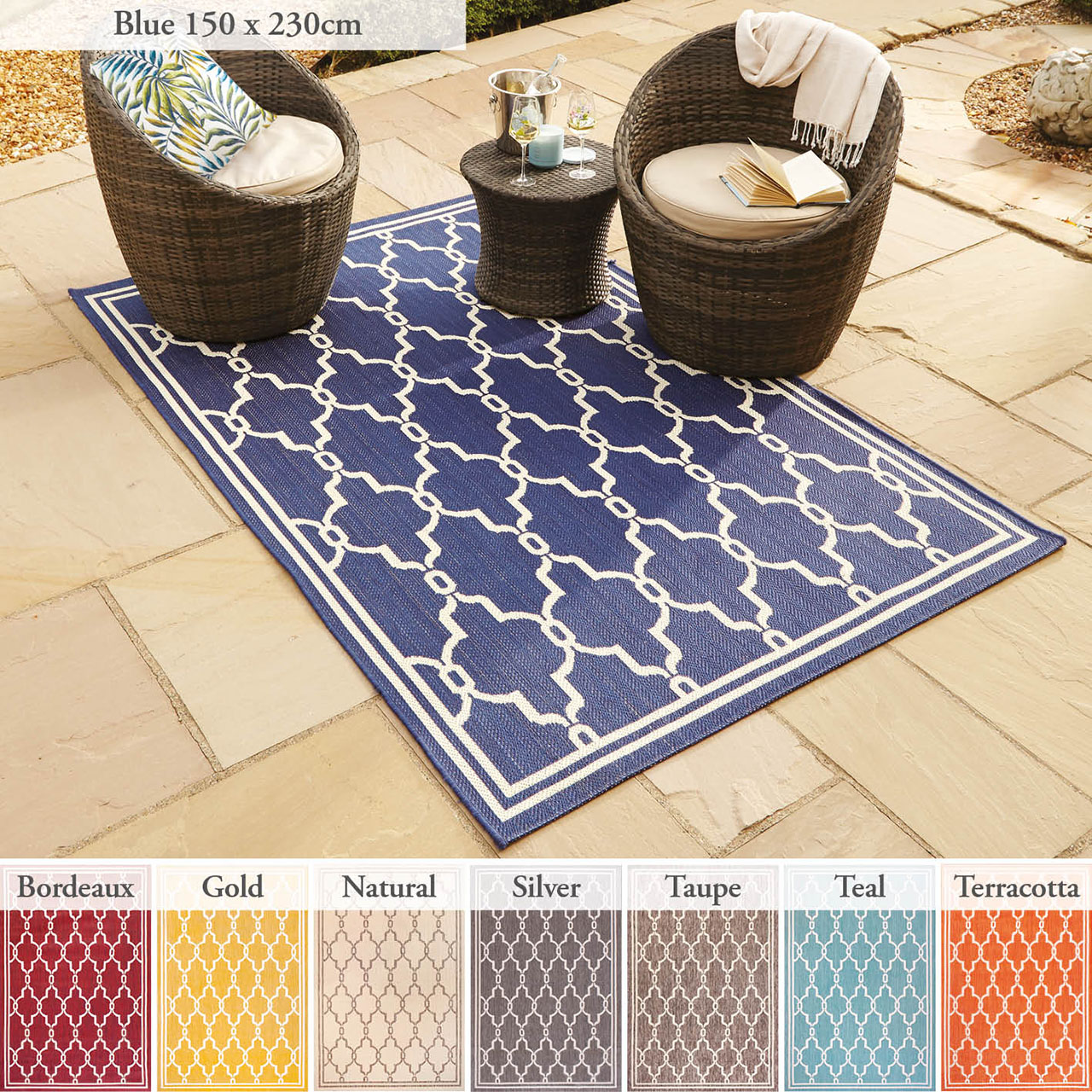60 x 120cm | Spanish Tile Indoor-Outdoor Rug | Scott's of Stow