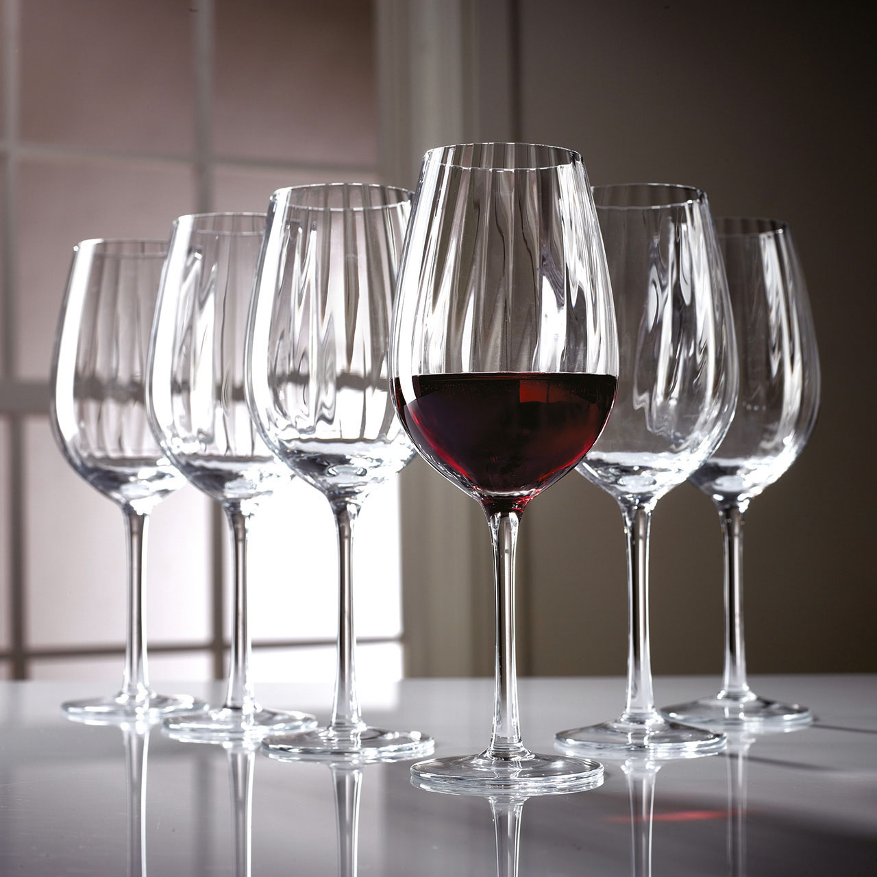 Red Ripple Wine Glasses Set of 6 Scott's of Stow