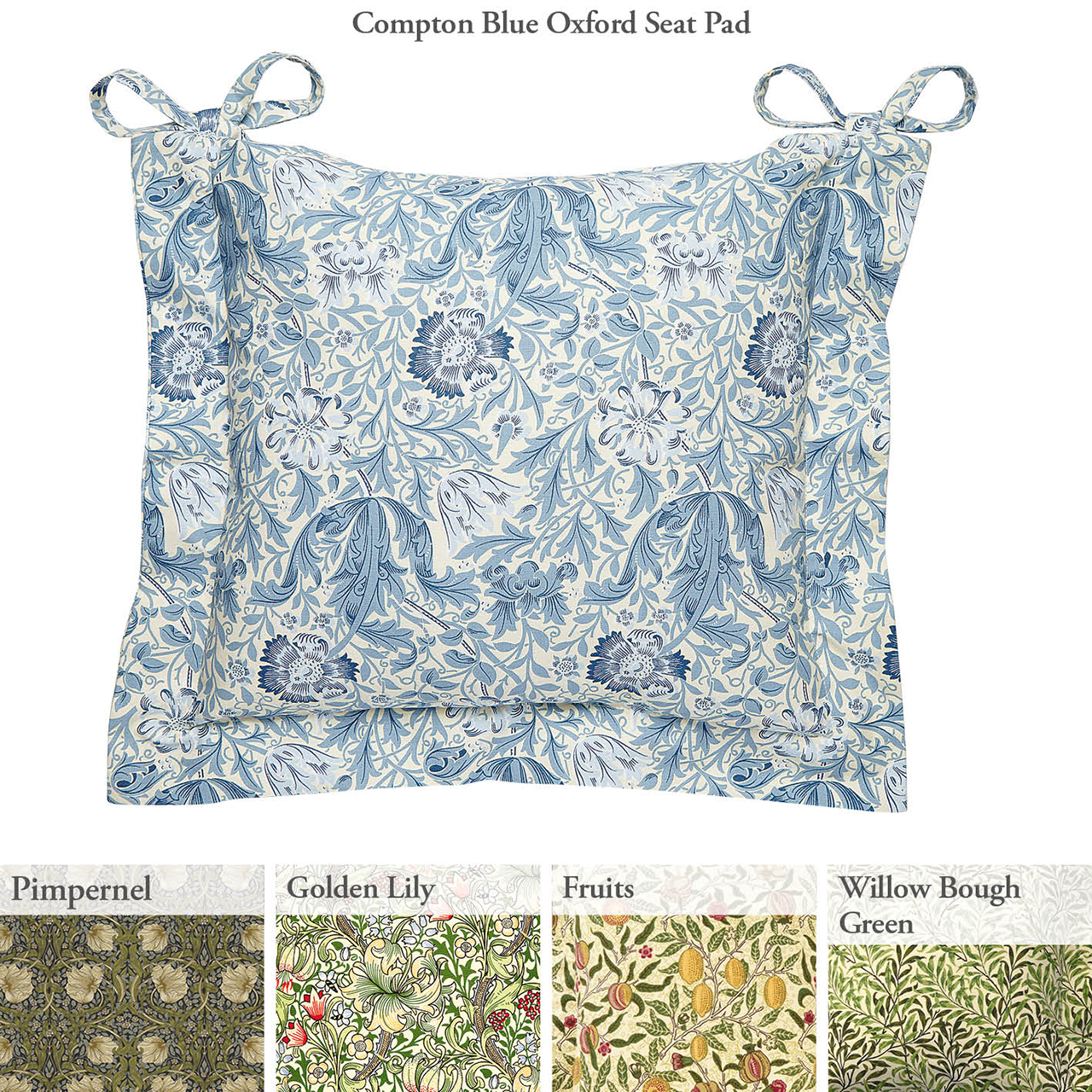 Compton Blue William Morris Kitchen Collection Seat Pad Scott's of Stow