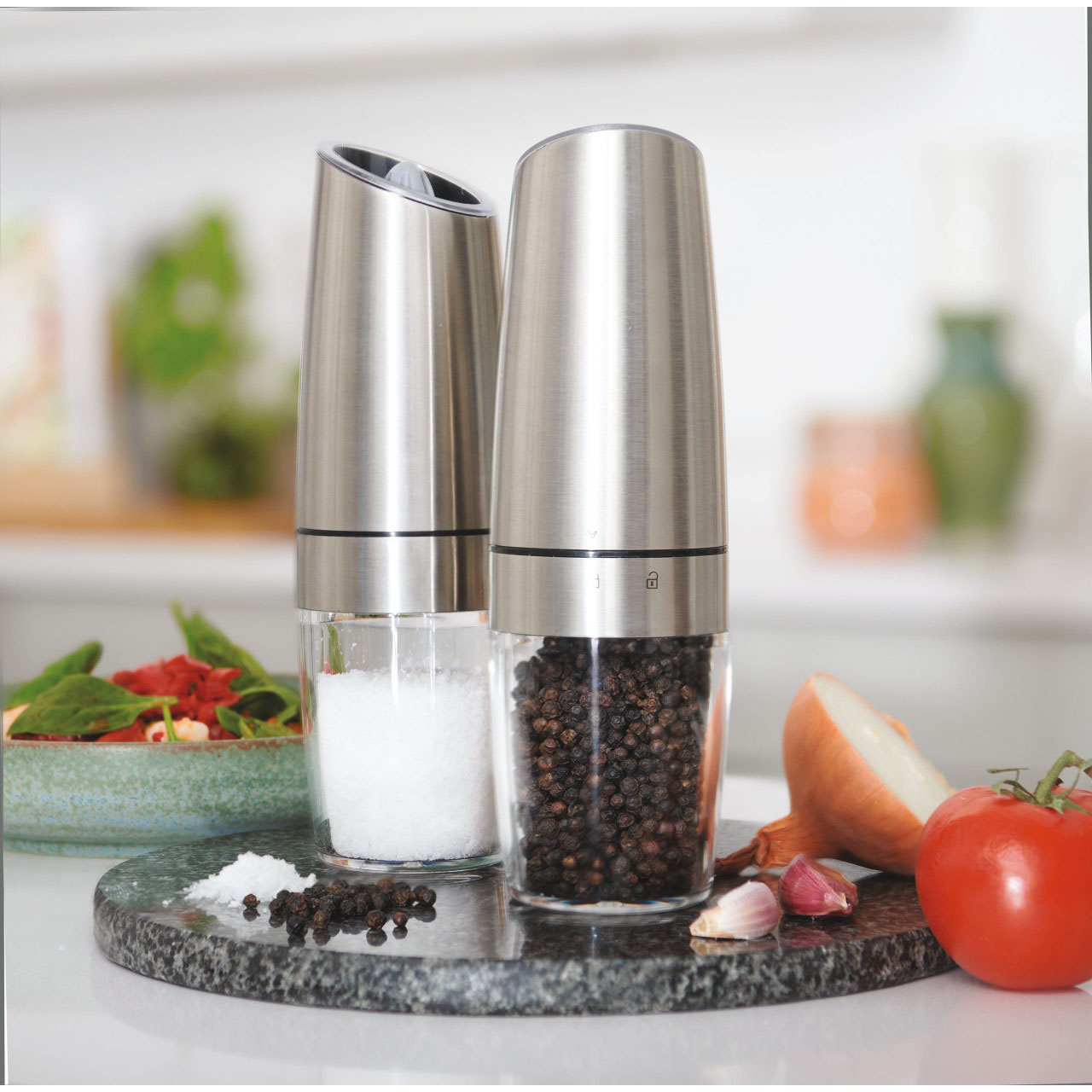 Gravity Salt and Pepper Mills with LED Light