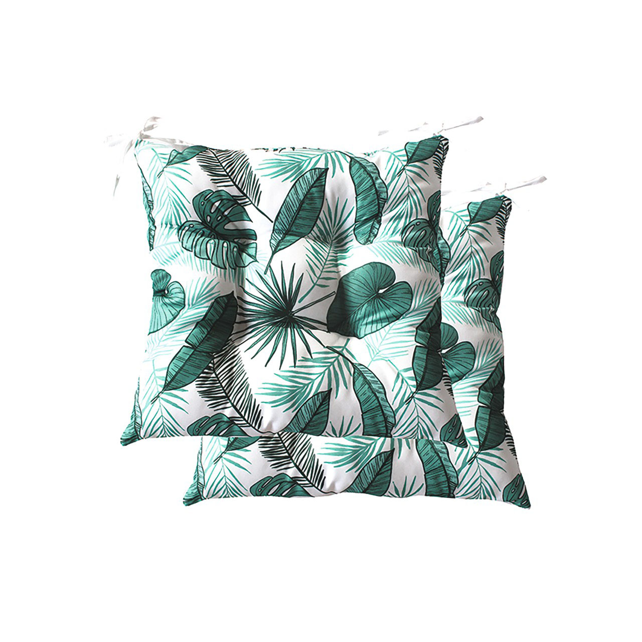 Green Grey Tree Leaves Water Resistant Outdoor Seat Cushions