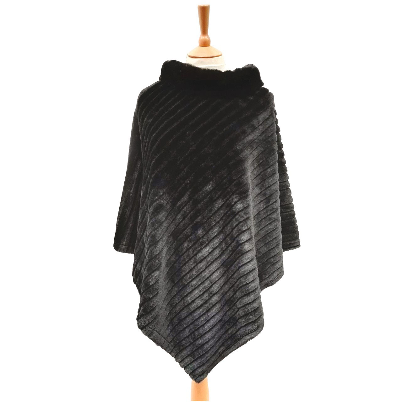 Ladies Faux Fur Collar Poncho